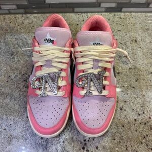 Nike Pink and Cream Sneakers with Rhinestone Accents